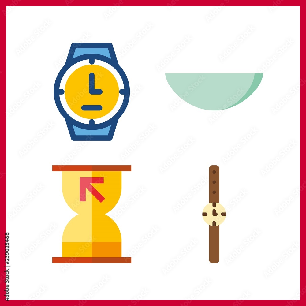 4 minute icon. Vector illustration minute set. wristwatch and watch glass icons for minute works