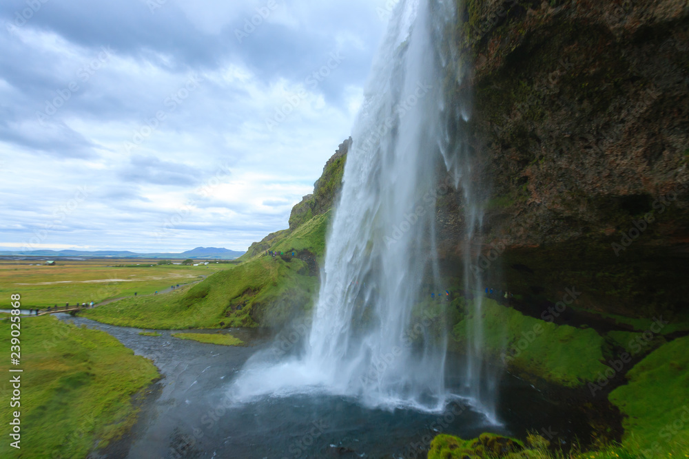 Seljalandsfoss falls in summer season view, Iceland Seljalandsfoss falls in summer season view, Iceland
