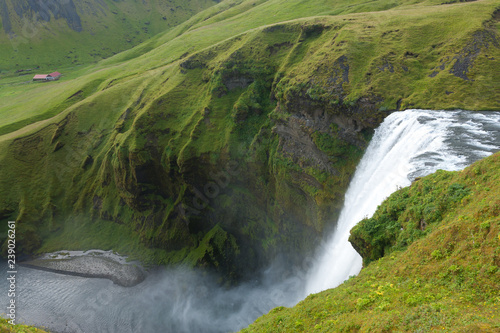Skogafoss falls in summer season view, Iceland