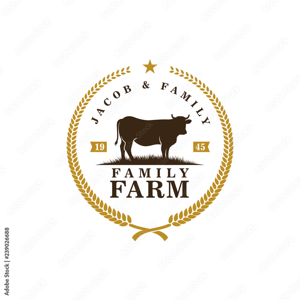 black angus logo design template. cow farm logo design Stock Vector ...