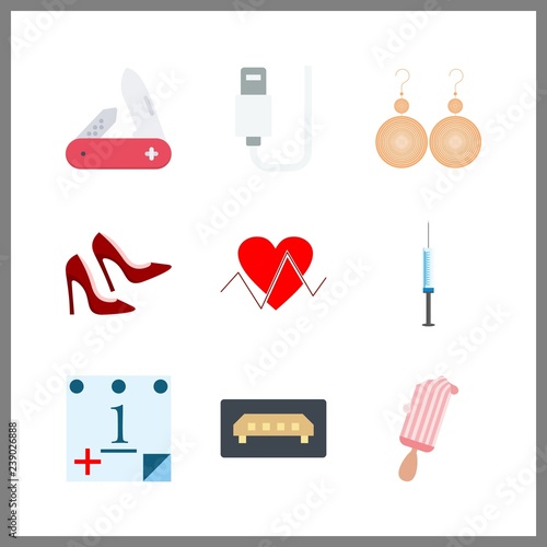 9 closeup icon. Vector illustration closeup set. ice cream and swiss army knife icons for closeup works