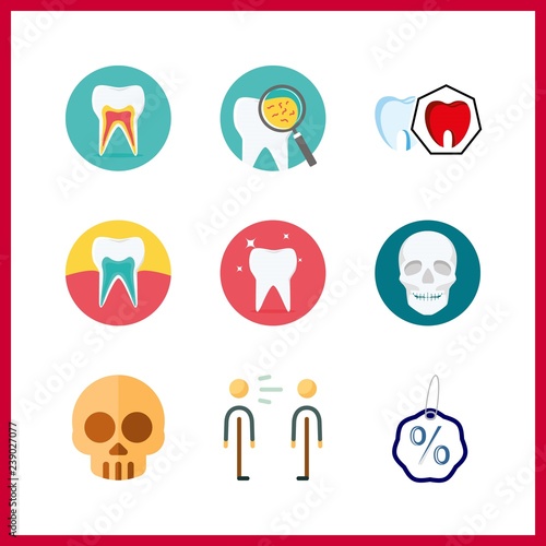 9 mouth icon. Vector illustration mouth set. discout and spoiled tooth icons for mouth works