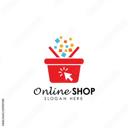 online shop logo design vector icon. shopping basket logo design