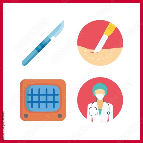 4 operation icon. Vector illustration operation set. monitor and surgery icons for operation works