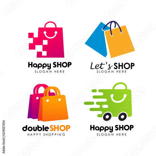 shopping store logo design vector