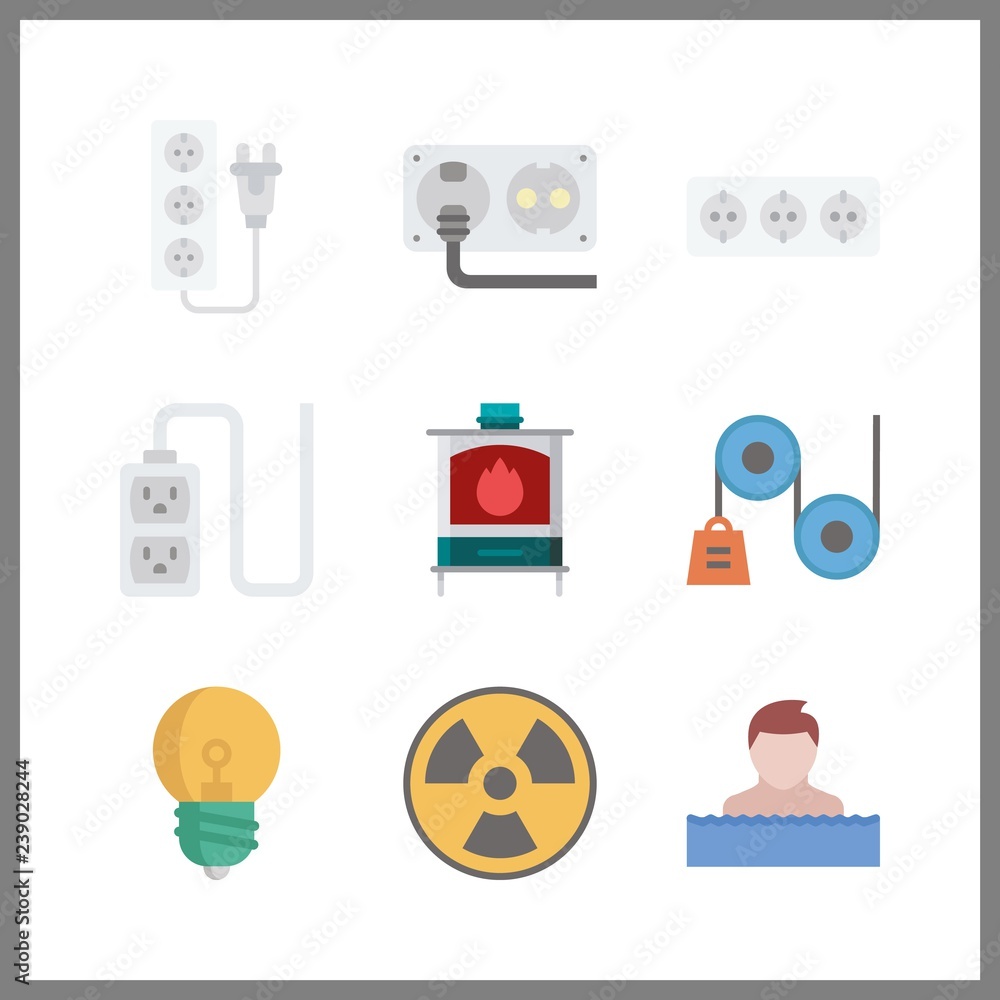 9 energy icon. Vector illustration energy set. socket and radiation icons for energy works 9 energy icon. Vector illustration energy set. socket and radiation icons for energy works