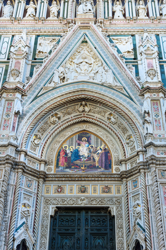 Detail of Cathedral of Santa Maria del Fiore, Duomo in Florence. Italy
