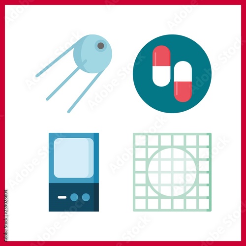 4 capsule icon. Vector illustration capsule set. sputnik and pills icons for capsule works