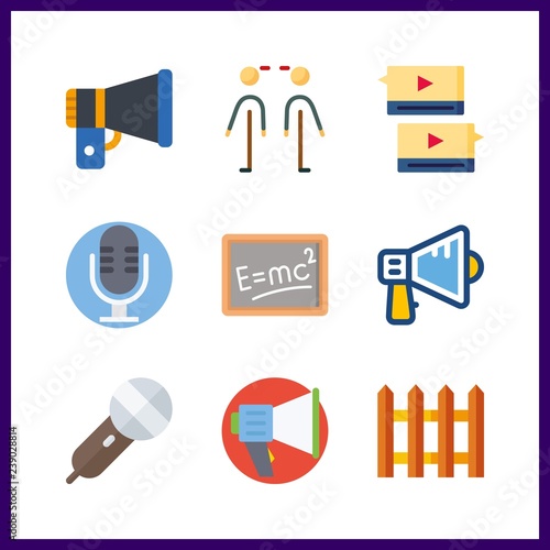 9 announcement icon. Vector illustration announcement set. picket and megaphone icons for announcement works