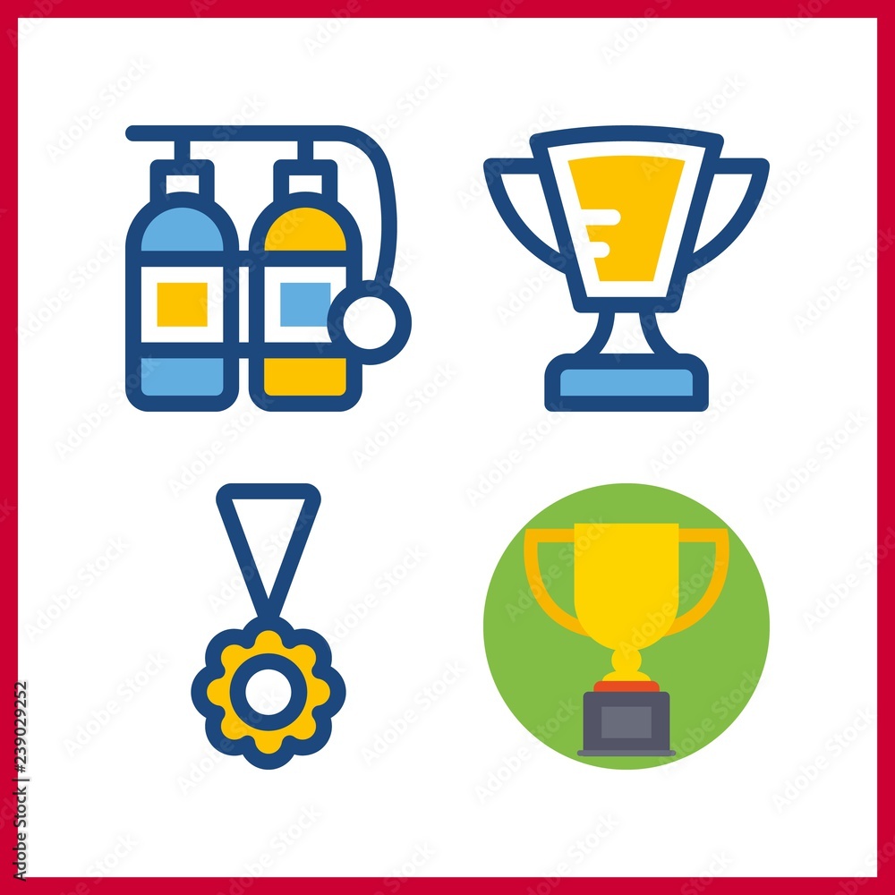 4 first icon. Vector illustration first set. medal and trophy icons for first works 4 first icon. Vector illustration first set. medal and trophy icons for first works