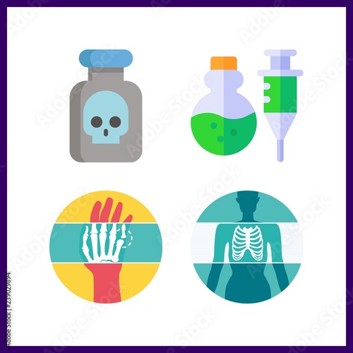 4 skull icon. Vector illustration skull set. poison and x ray icons for skull works