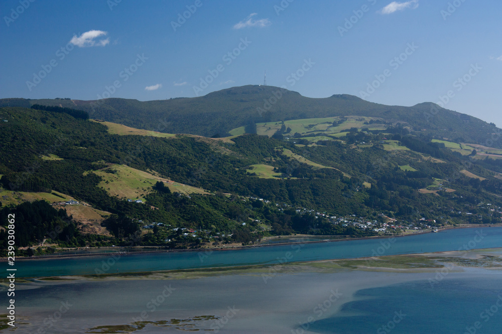 A view from the Otago Peninsula across the sea near Dunedin in the South Island in New Zealand