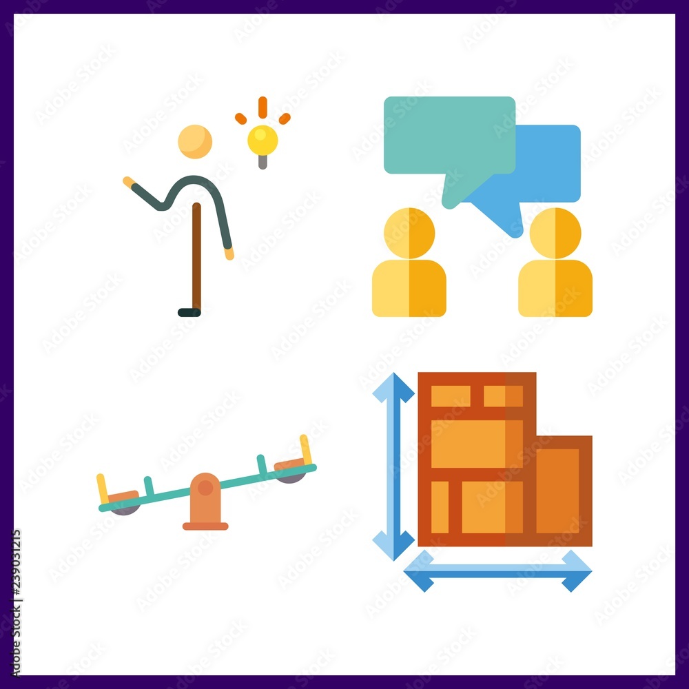4 idea icon. Vector illustration idea set. seesaw and invention icons for idea works 4 idea icon. Vector illustration idea set. seesaw and invention icons for idea works