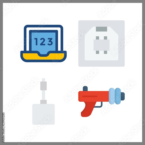 4 portable icon. Vector illustration portable set. usb and blaster icons for portable works