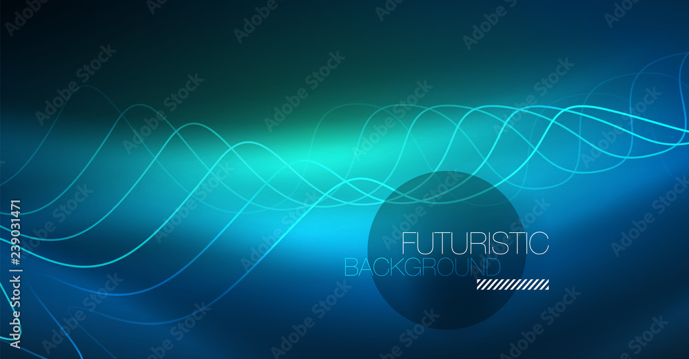 Glowing abstract wave on dark, shiny motion, Christmas and New Year magic space light. Techno abstract background Glowing abstract wave on dark, shiny motion, Christmas and New Year magic space light. Techno abstract background