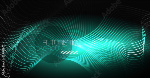 Neon lines wave background. Abstract composition