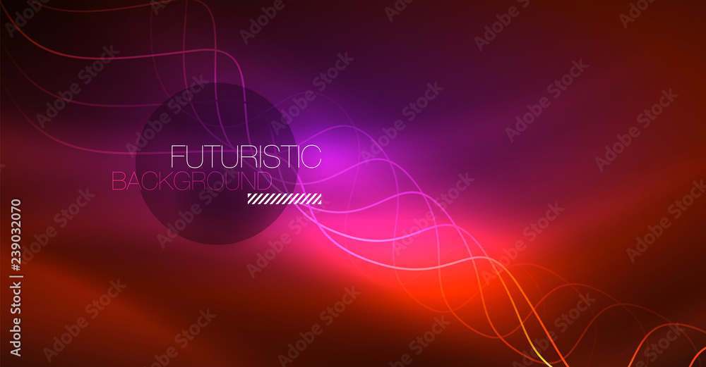 Neon lines wave background. Abstract composition Neon lines wave background. Abstract composition