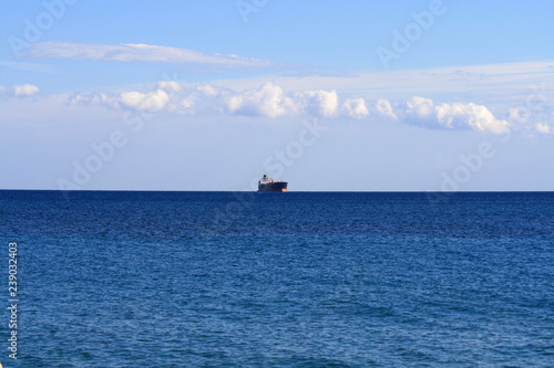 Panoramic view of the November s sea and sky from the Limassol seafront