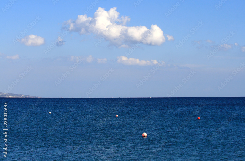 Panoramic view of the November's sea and sky from the Limassol seafront