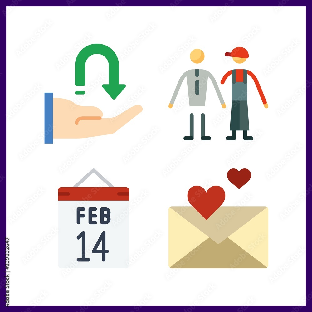 4 love icon. Vector illustration love set. friendship and valentines day icons for love works 4 love icon. Vector illustration love set. friendship and valentines day icons for love works