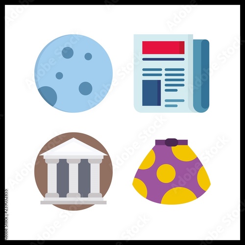 4 space icon. Vector illustration space set. moon and museum icons for space works