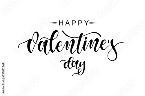 Hand drawn elegant modern brush lettering of Happy Valentines Day isolated on white background. Vector illustration. 