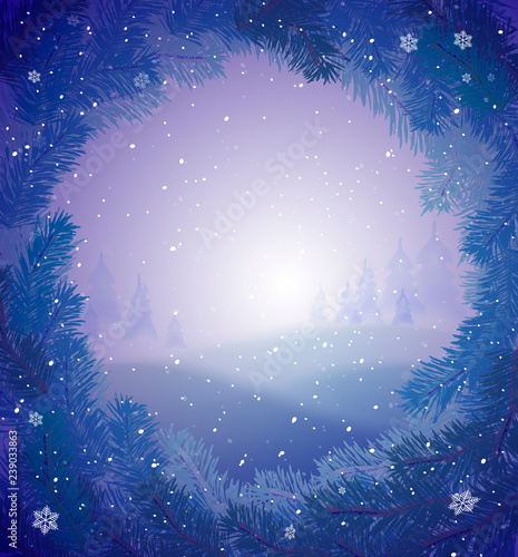 Winter snowy background for greeting card,winter fairytale,