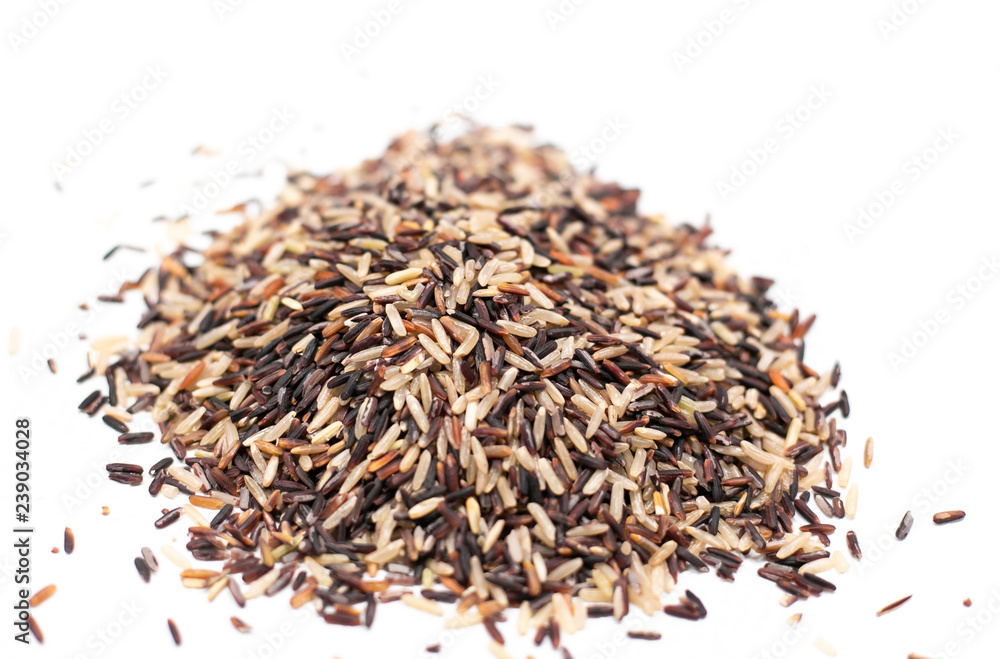 Food background. Mix healthy rice in a wooden spoon and sack. Food background. Mix healthy rice in a wooden spoon and sack.