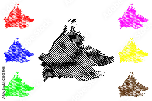 Sabah (States and federal territories of Malaysia, Federation of Malaysia) map vector illustration, scribble sketch Sabah map