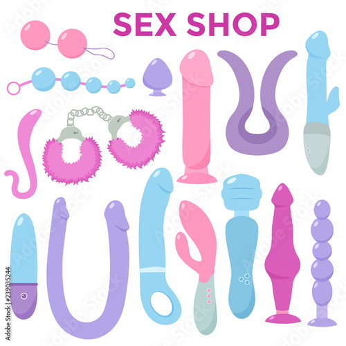Sex toys. Vector flat illustration.