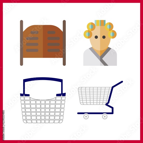 4 hairdresser icon. Vector illustration hairdresser set. hair curler and shopping tool icons for hairdresser works
