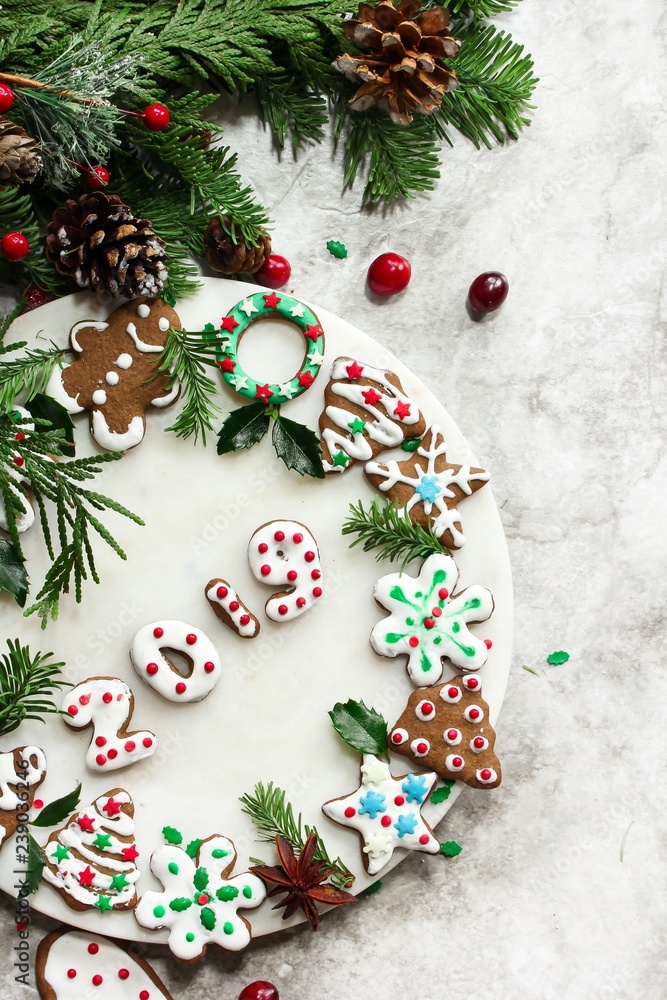 Homemade Christmas new year decorated gingerbread cookies Homemade Christmas new year decorated gingerbread cookies
