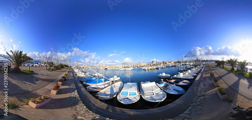360 degrees view of Alghero harbor on a clear day