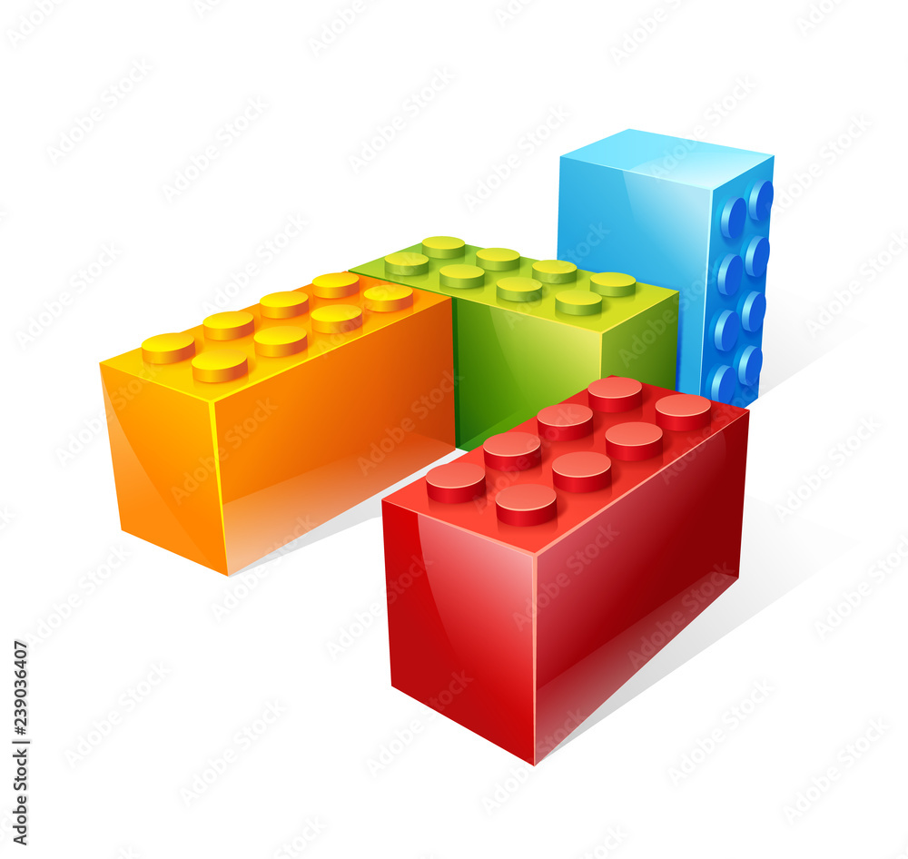 Fototapeta premium vector illustration of the colored blocks for the construction of children designer game