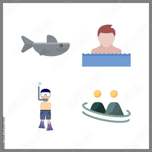 4 swimming icon. Vector illustration swimming set. frienship and aqualung icons for swimming works