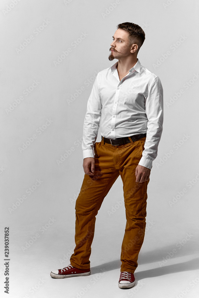 Men's White Long Sleeve Shirt, Brown Dress Pants, Brown Leather Tassel  Loafers, Dark Brown Leather Watch | Lookastic