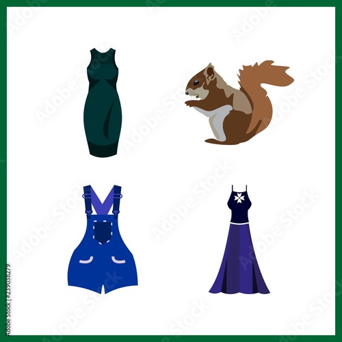 4 tail icon. Vector illustration tail set. dress and squirrel icons for tail works