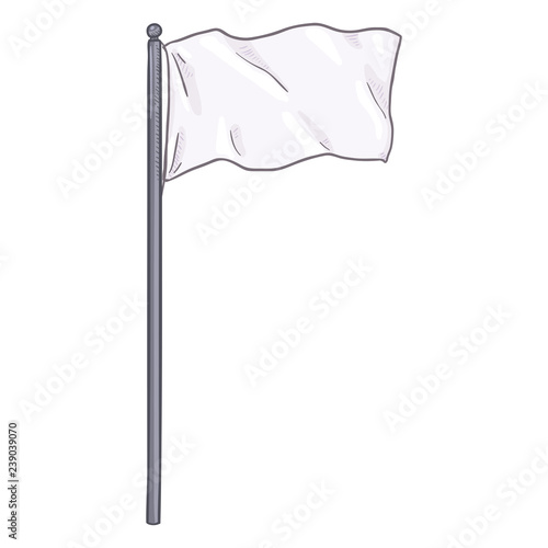 Vector Cartoon Waving White Flag