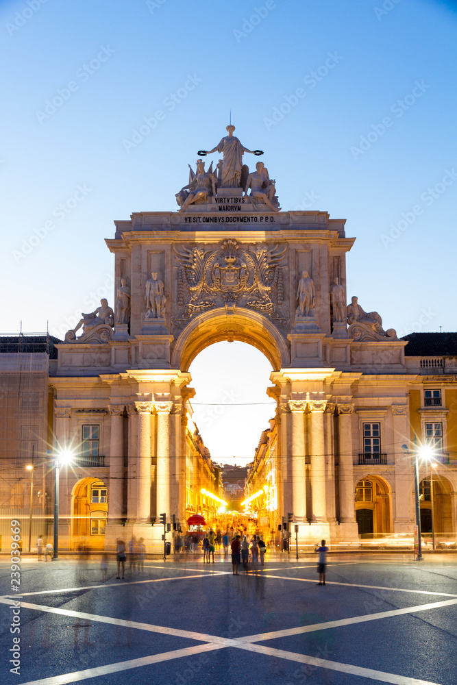 Fototapeta premium The Commerce square in Lisbon, Portugal at sunset