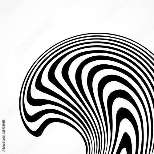 Abstract background with black and white striped  futuristic waves