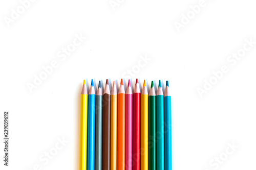 Colored pencils are isolated on a white background. Concept of drawing pencils.