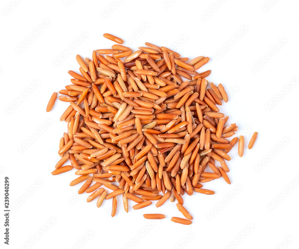 brown rice isolated on white background. top view brown rice isolated on white background. top view