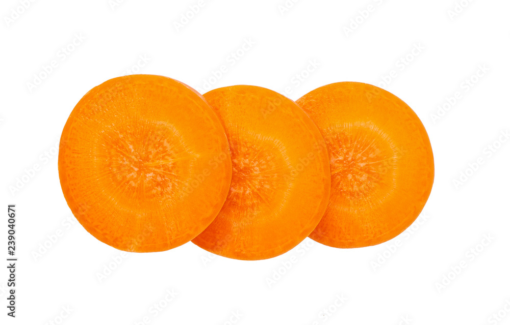 carrot slice isolated on white background. top view carrot slice isolated on white background. top view