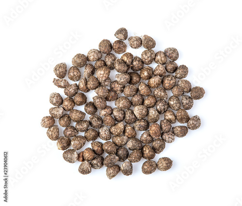 Perilla herb seed isolated on white background. top view