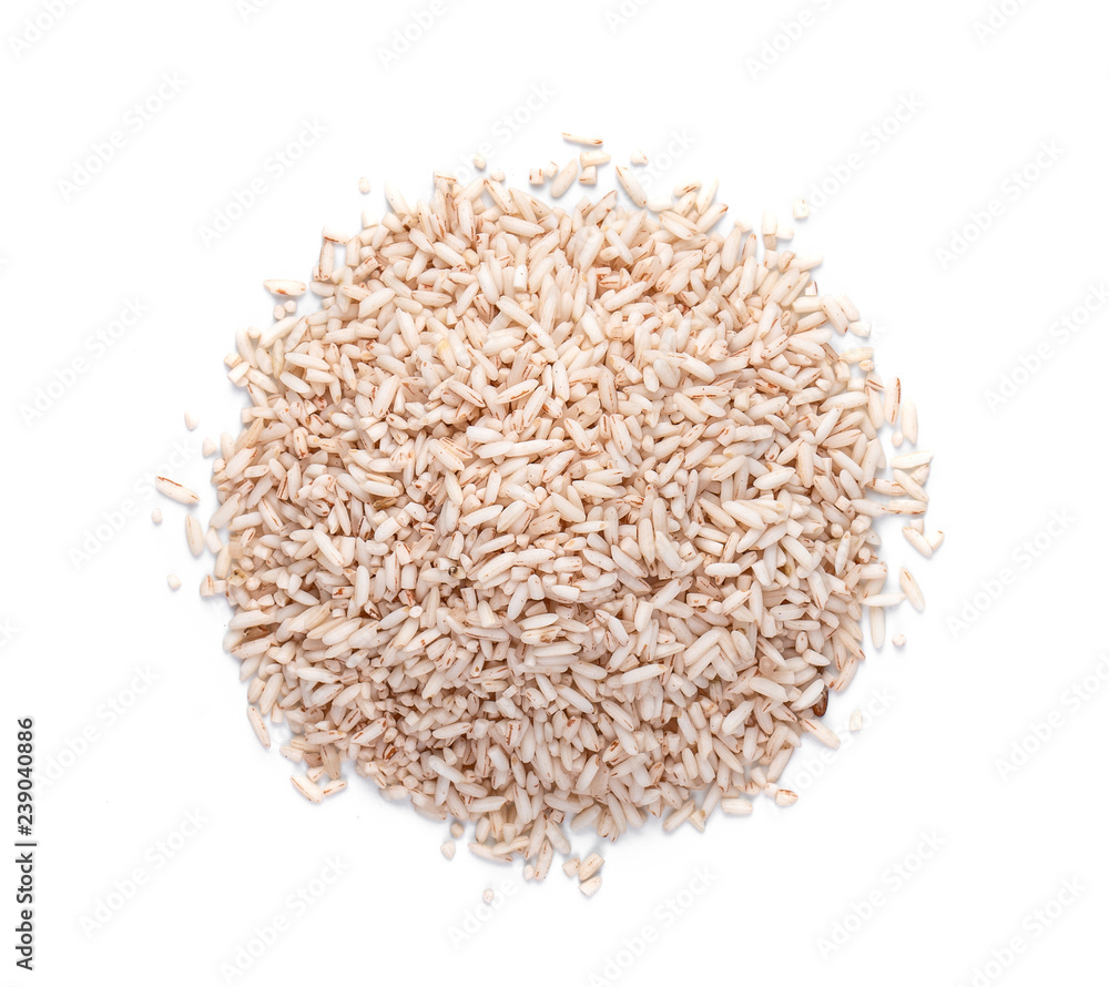 brown rice isolated on white background. top view brown rice isolated on white background. top view