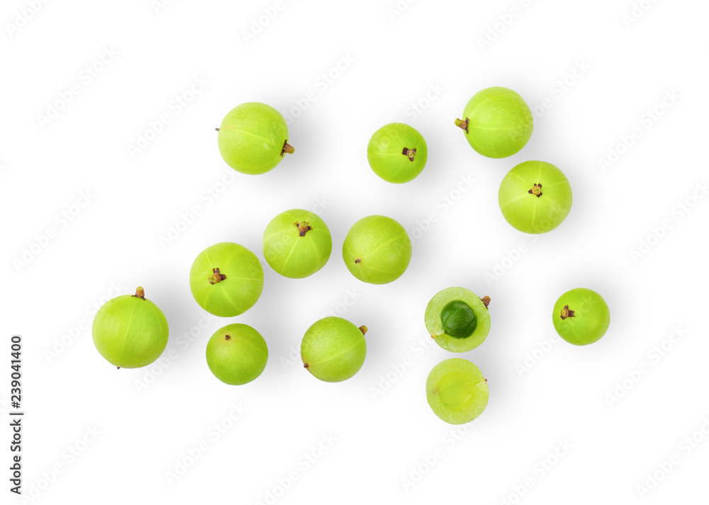 Indian gooseberry on white background. top view Indian gooseberry on white background. top view