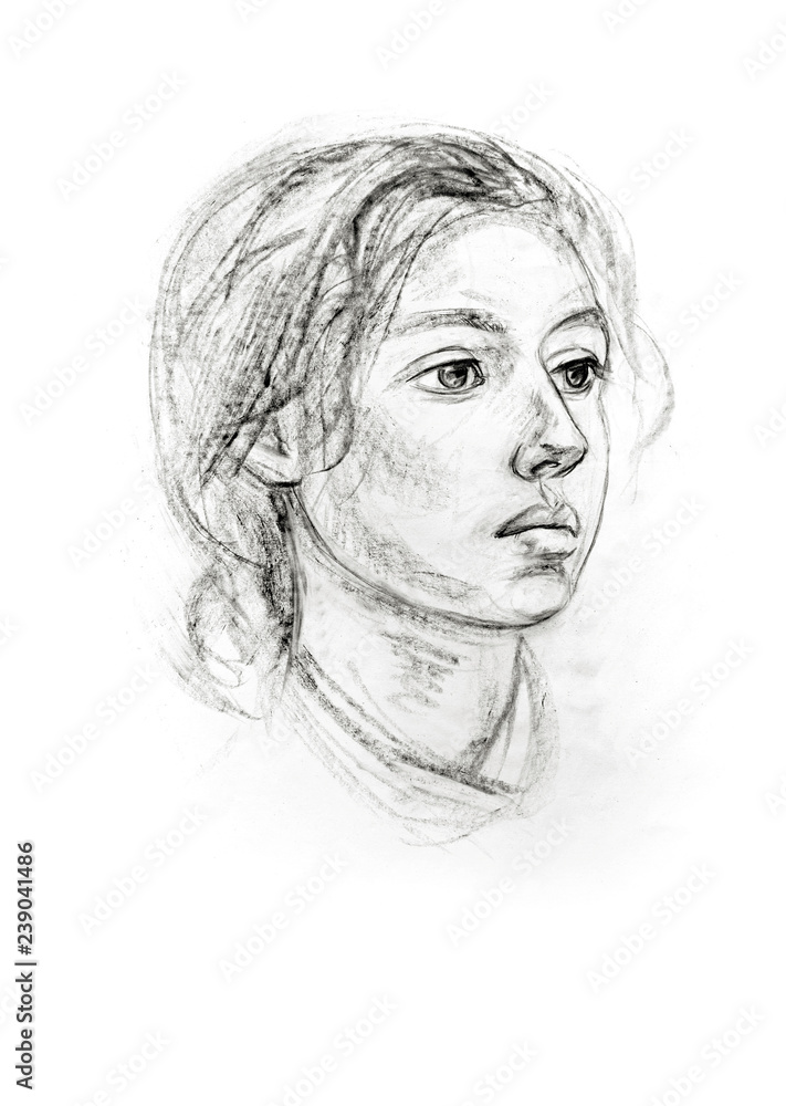 Portrait of a girl with a pencil