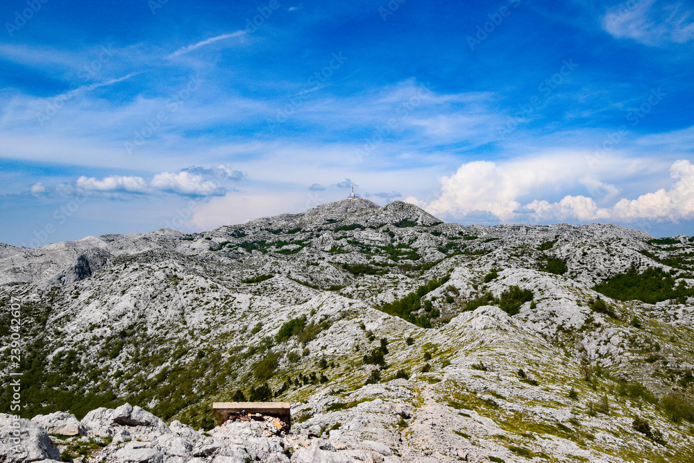 Biokovo  is the second-highest mountain range in Croatia, lalong the Dalmatian coast of the Adriatic Sea.