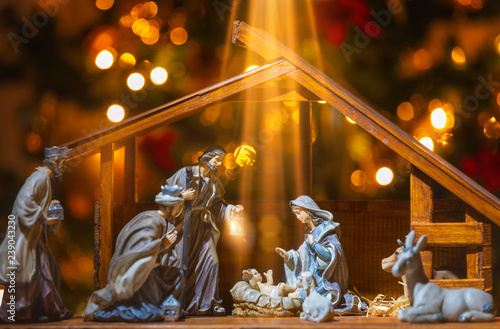 Christmas Manger scene with figurines