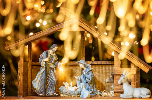 Canvas-taulu Christmas Manger scene with figurines